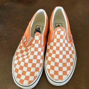 Vans orange cream Checkered Slip-on Shoes men’s 7 women’s 8.5 uk 6 Euro 39
